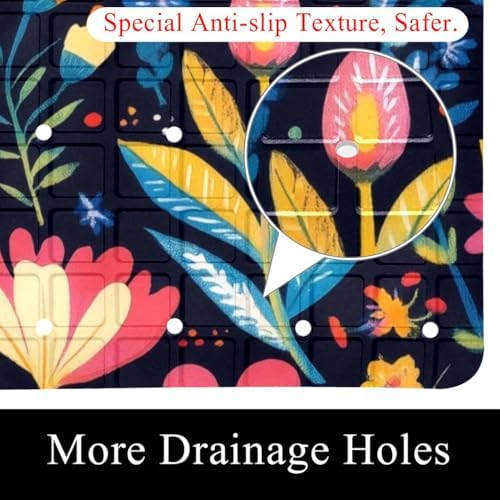 Bathtub Mat Non Slip 26.8x15.1In, Butterfly Floral Bath Mat - Image 2