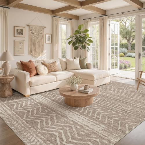 Nakagishi Boho 6x9 Area Rug Living Room Rugs Machine Washable Dark Brown - Image 2