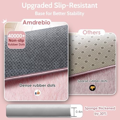 Amdrebio Pink Shag Plush Area Rug 6x9 - Image 6