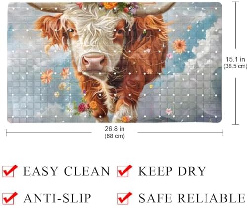 Non Slip Bathtub and Shower Mat 26.8x15.1 inch, Bath Mat - Image 4