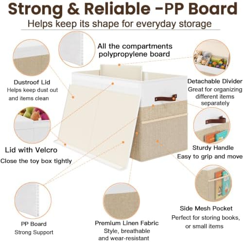 Large Toy Storage Box with Lid, Toy Chest with Divider, Foldable Organizer - Image 6