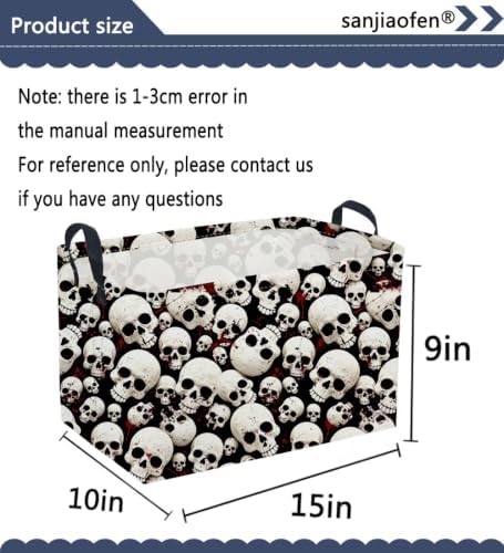 Sanjiaofeng Rectangular Gothic Skull Halloween Storage Basket, Empty Halloween - Image 7