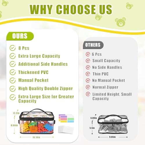 8 Pcs Large Clear Toy Storage Bags - Image 2