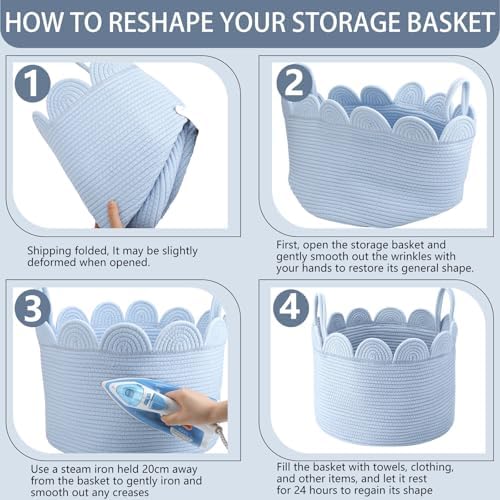 LemonRoad Round Woven Basket Blue - Image 3