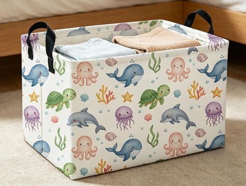 Rectangle Kids Baskets Ocean Basket Cute Storage Bin Fish Box - Image 5