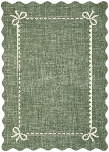 GarveeHome Scalloped Bow Rug 6x9 Washable Green Rug - Image 4