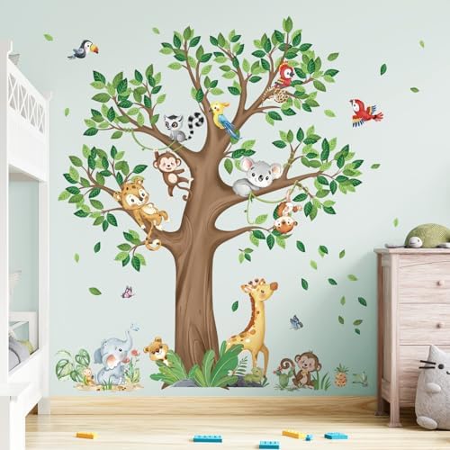 decalmile Jungle Animal Tree Giraffe Koala Wall Decals Stickers by decalmile