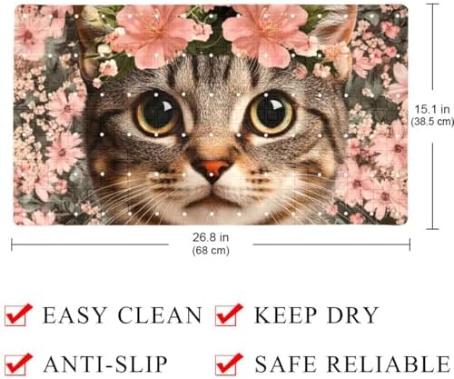 Shower Mat Non Slip, Floral Cat Anti Slip Bath Mat - Image 4