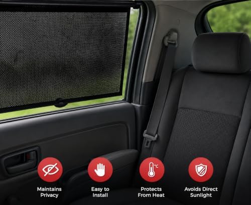 Car Side Window Shades, 2 Pack Retractable Roller Sun Shades, 12 x 18 in - Image 5