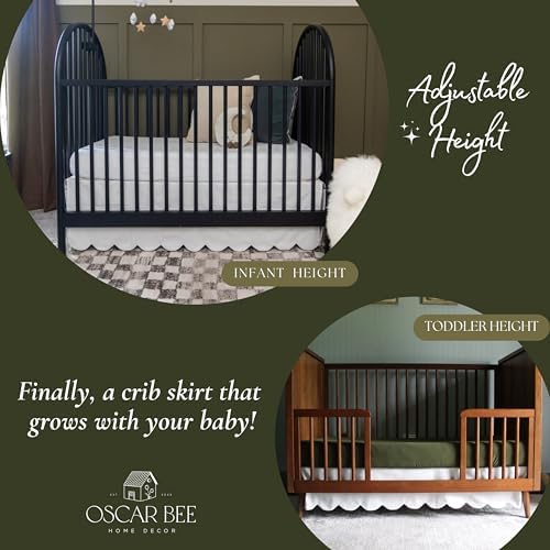 White Crib Skirt Add-On, Crib Bed Skirt, One-Sided 52x28 Inches - Image 3