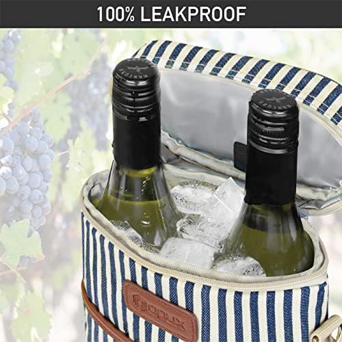 opux 2 Bottle Wine Carrier Tote, Insulated Leakproof Wine Cooler Bag, Wine - Image 5