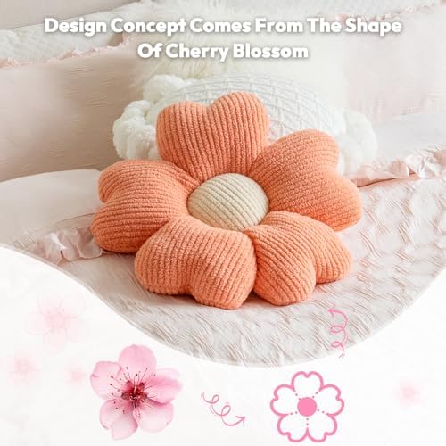 Sioloc Flower Shaped Throw Pillow, Fun Daisy Pillow, 19.7" Light Orange Cute - Image 6