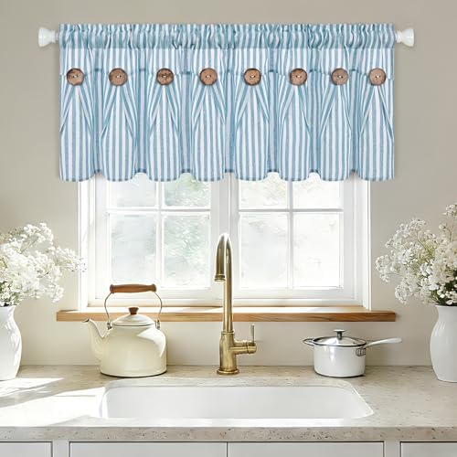 ASPMIZ Farmhouse Cotton Linen Valances - Image 3