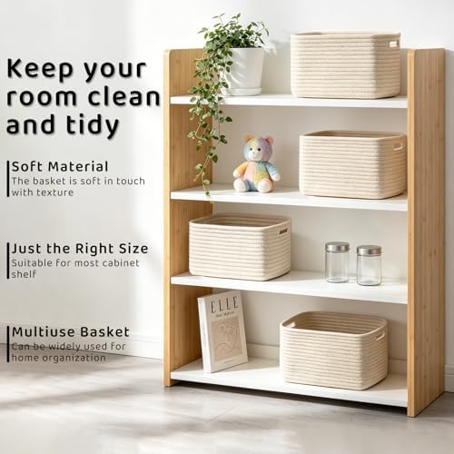 4 Pack Storage Baskets for Organizing, and Clothes, Cotton Rope Basket for - Image 5