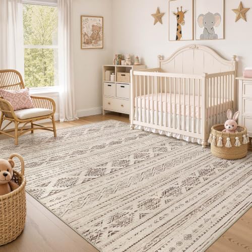 Nakagishi Boho 10x14 Area Rug Living Room Rugs Machine Washable Dark Brown - Image 7