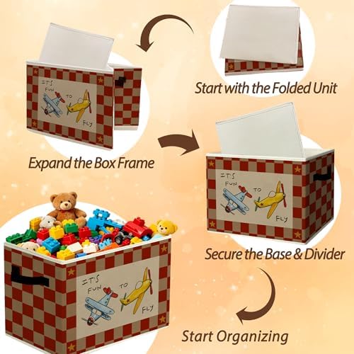 Rustic It's Fun To Fly Airplane Storage Bins Boxes - Image 6