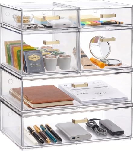 LALOBLUE Stackable Clear Acrylic Drawer Baby Bottle Makeup Organizer 6PC by Laloblue