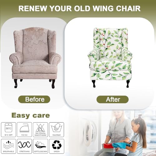 NILUOH Wingback Chair Covers 2-Piece, Armchair Slipcovers - Image 6