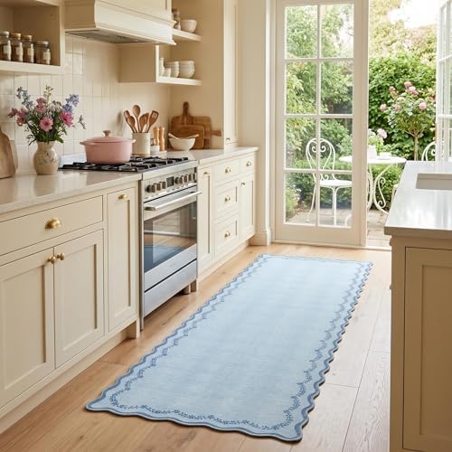 GarveeHome 2.5x8 Scalloped Washable Runner Rug Non Slip Hallway Kitchen Rug by GarveeHome