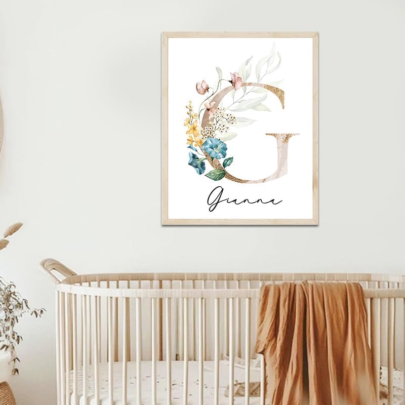 Personalized Wooden Name Sign, Floral Monogram Nursery, Boho Floral Pattern - Image 3