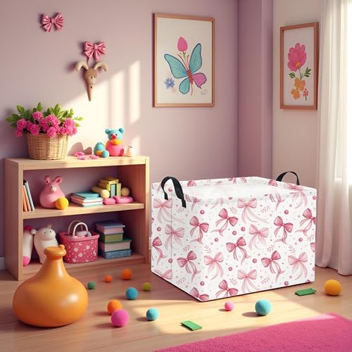 Rectangular Pink Basket for Girls Kids Baby Storage Basket Storage Bin - Image 5