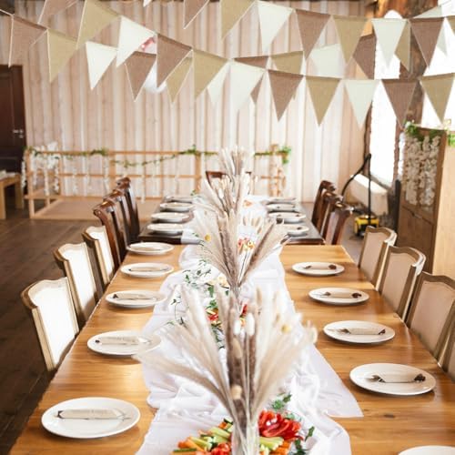 Pre-Strung Boho Pennant Banner Flags，Burlap Triangle Flags Bunting Garland - Image 6