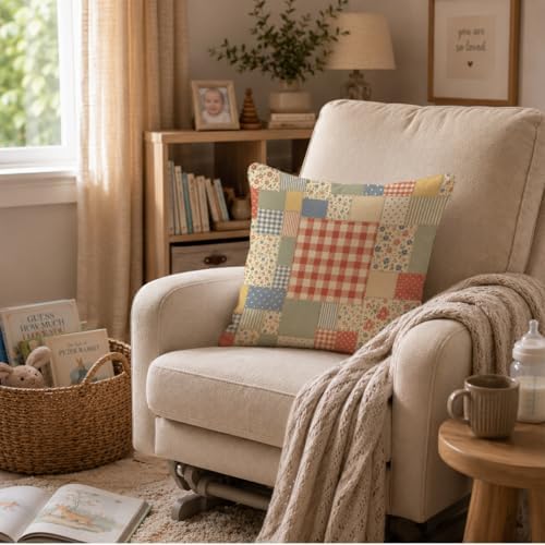 French Country Floral Patchwork Throw Pillow Cover 18x18 - Image 2