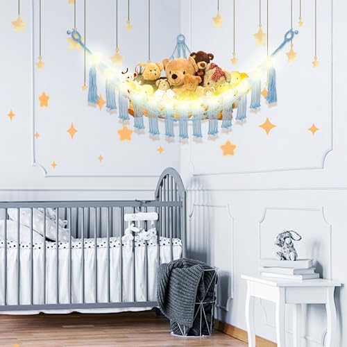 CERETIA Stuffed Animal Hammock Corner Plushie Net Storage, Jumbo Baby Blue - Image 2