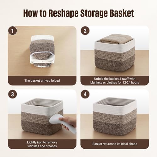 5-Pack Storage Cubes Woven Rope Baskets, 2 Sizes Organizer Bins - Image 7