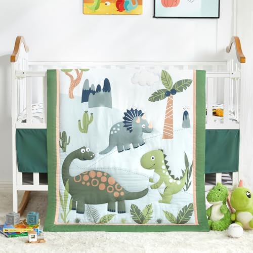 Dinosaur Crib Bedding Set for Boys, Premium 3-Piece Baby Crib Bedding Set by WOWELIFE