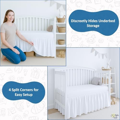 Cottignton Lane Ruffled Crib Bed Skirt, Soft Nursery Bedding in 100% Natural - Image 4