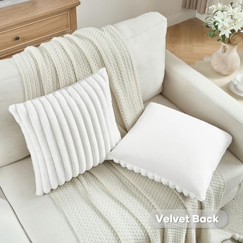 FUTEI Pack of 2 Faux Fur Throw Pillow Covers 20x20 Inch - Image 4
