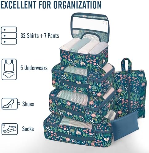 Veken 8 Set Packing Cubes for Travel Essentials, Anti-Wrinkle Buckled Suitcase - Image 5
