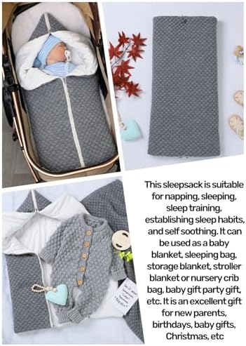 Baby Infant Swaddle Blanket Knit Sleeping Bag Receiving Blankets Stroller Wrap - Image 5