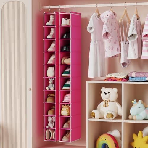 MAX Houser 2 Pack 10 Tier Slim Hanging Shoe Organizer Pink - Image 5