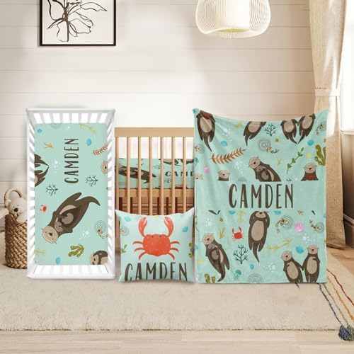 Custom Crib Bedding Set for Boys Girls Gifts Marine Animals Color20 by Duckbe