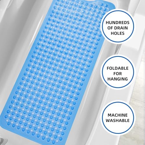 ZHICHENG Bath Tub and Shower Mats, Non-Slip 39 x 16 Inch Extra Long Bath Mat - Image 5
