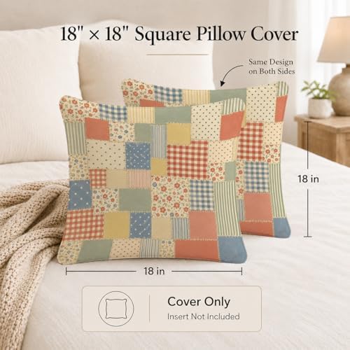 Vintage Floral Patchwork Throw Pillow Cover 18x18 - Image 6