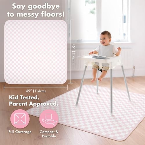 BapronBaby Pink Checkerboard Waterproof Splash Mat Catch All Floor Cover - Image 4