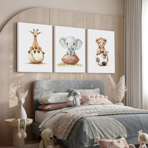 Sports Nursery Wall Art Baby Boys Room Canvas Pictures Safari Animal Wall Decor - Image 5