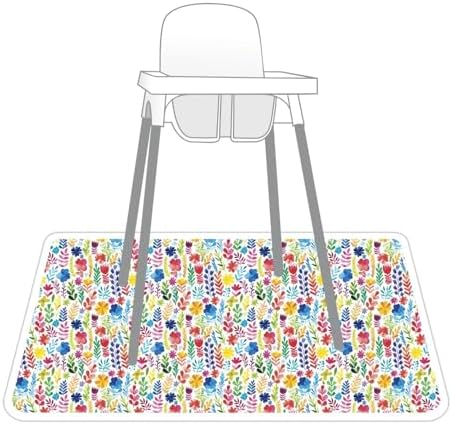 BapronBaby Rainbow Watercolor Floral Waterproof Splash Mat Floor Cover - Image 3