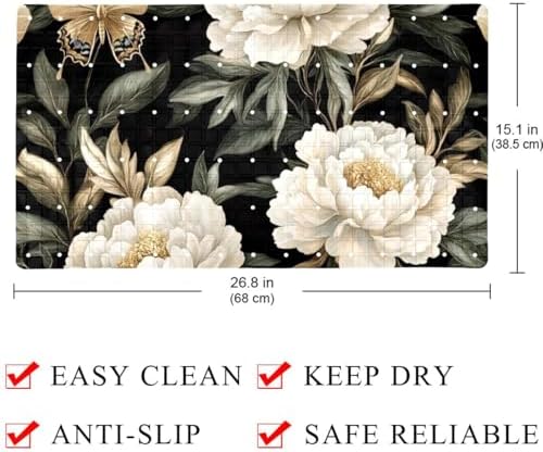 Bathtub Mat Non Slip 26.8x15.1In, Vintage Floral Butterfly Bath Mat - Image 4