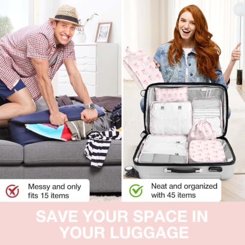 Watercolor Bow 8Pcs Packing Cubes Travel Organizer Set - Image 6