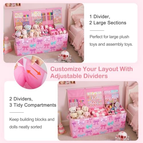 Toy Box with Adjustable Divider Large Toy Chest Storage - Image 2