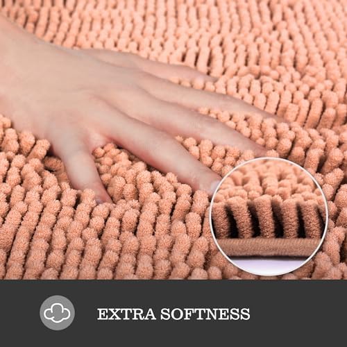 Yeaban Chenille Dusty Pink Bathroom Runner Rug 24"x72" - Image 2