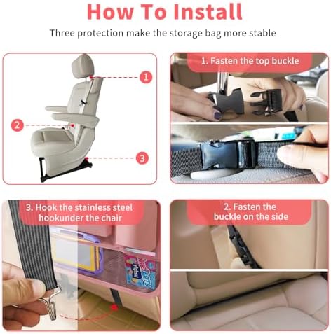 Car Backseat Organizer with Tray, Seat Back Table Holder with 6 Storage Pockets - Image 7