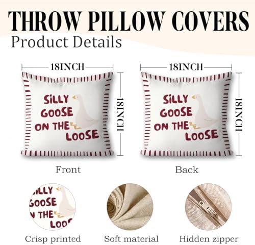 Cute Red Silly Goose Pillow Cover Toddler Boy Bedroom Decor - Image 2