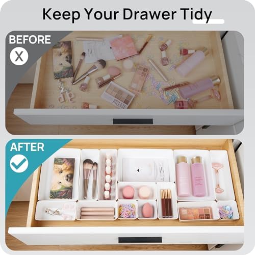 Vtopmart 44 PCS Plastic Drawer Organizer Set, Vanity Organizer Trays - Image 3