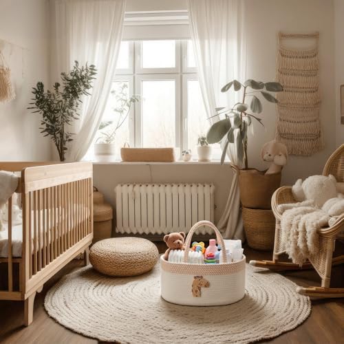 Diaper Caddy Organizer Cotton Rope Diaper Caddy Basket Cute Giraffe Empty Gift - Image 6