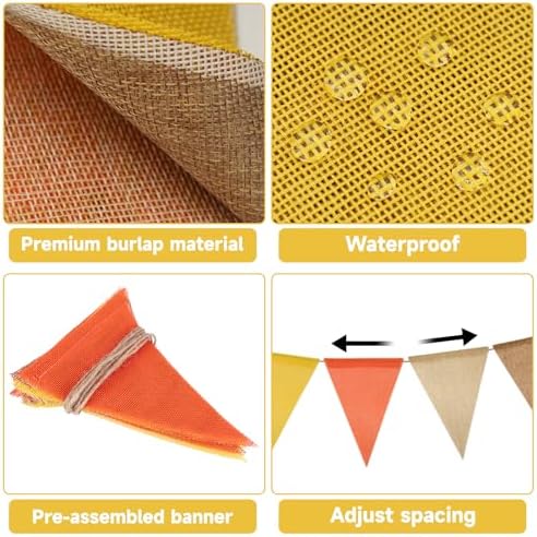 G2PLUS Fall Banner, Pennant Banner Orange Triangle Flag Bunting 36PCS - Image 3
